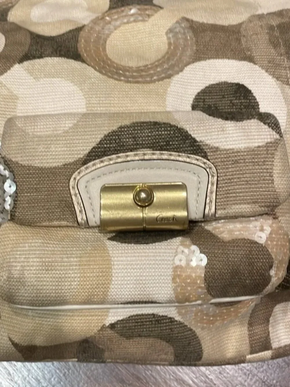 Coach Sequin 14860 Blues Op Art Kristen Shoulder Bag Purse